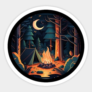 Camping Adventure in the Forest, Campfire Sticker